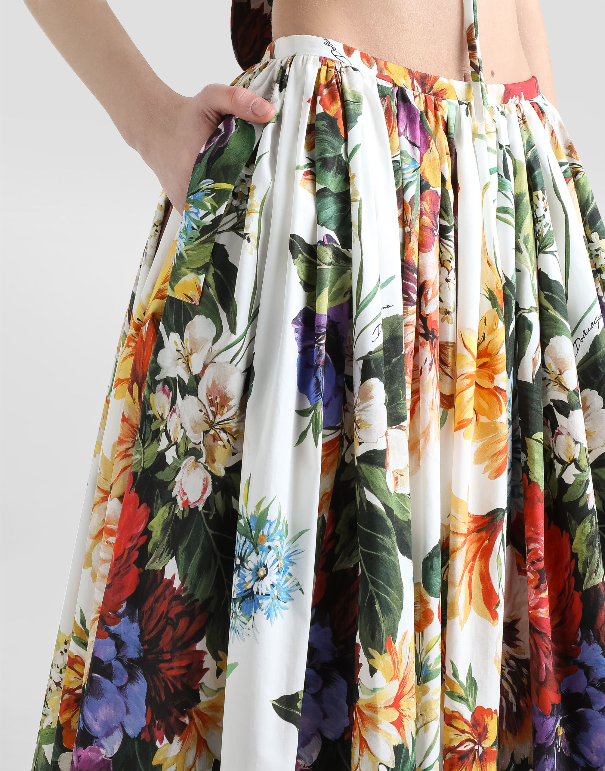 Flower-bouquet print midi skirt in Print for Women