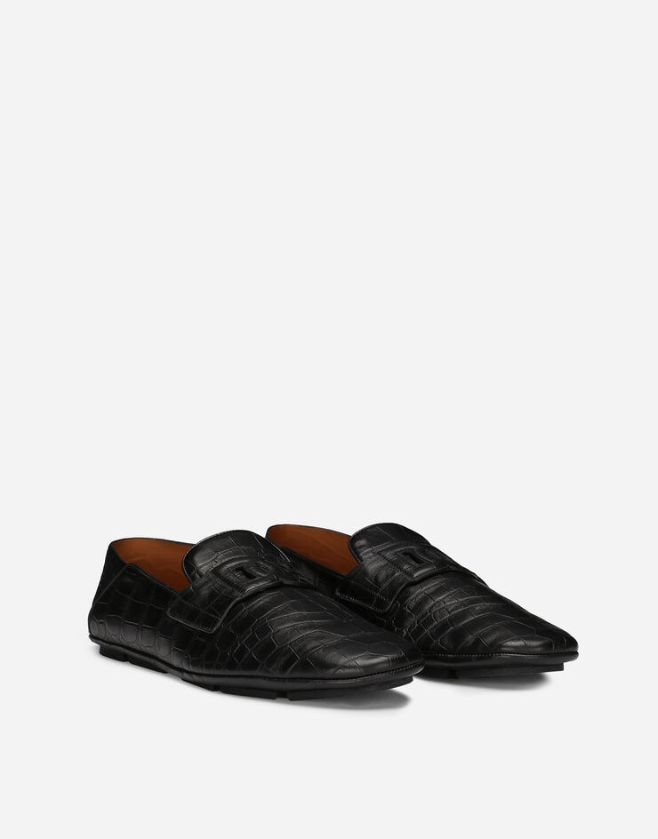 Dolce & Gabbana 鳄鱼纹印花小牛皮驾车鞋 黑 A50583AS422