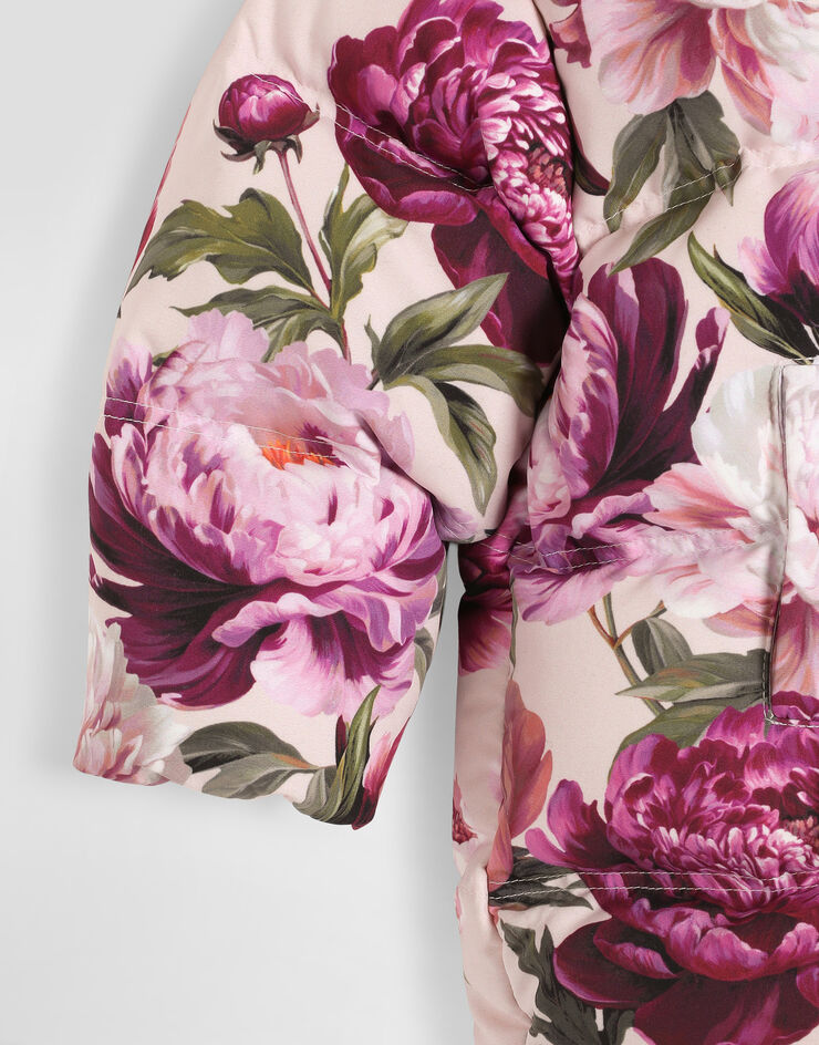 Dolce & Gabbana Puffer jacket in peony-print nylon Multicolor L2JBS6G7QYY