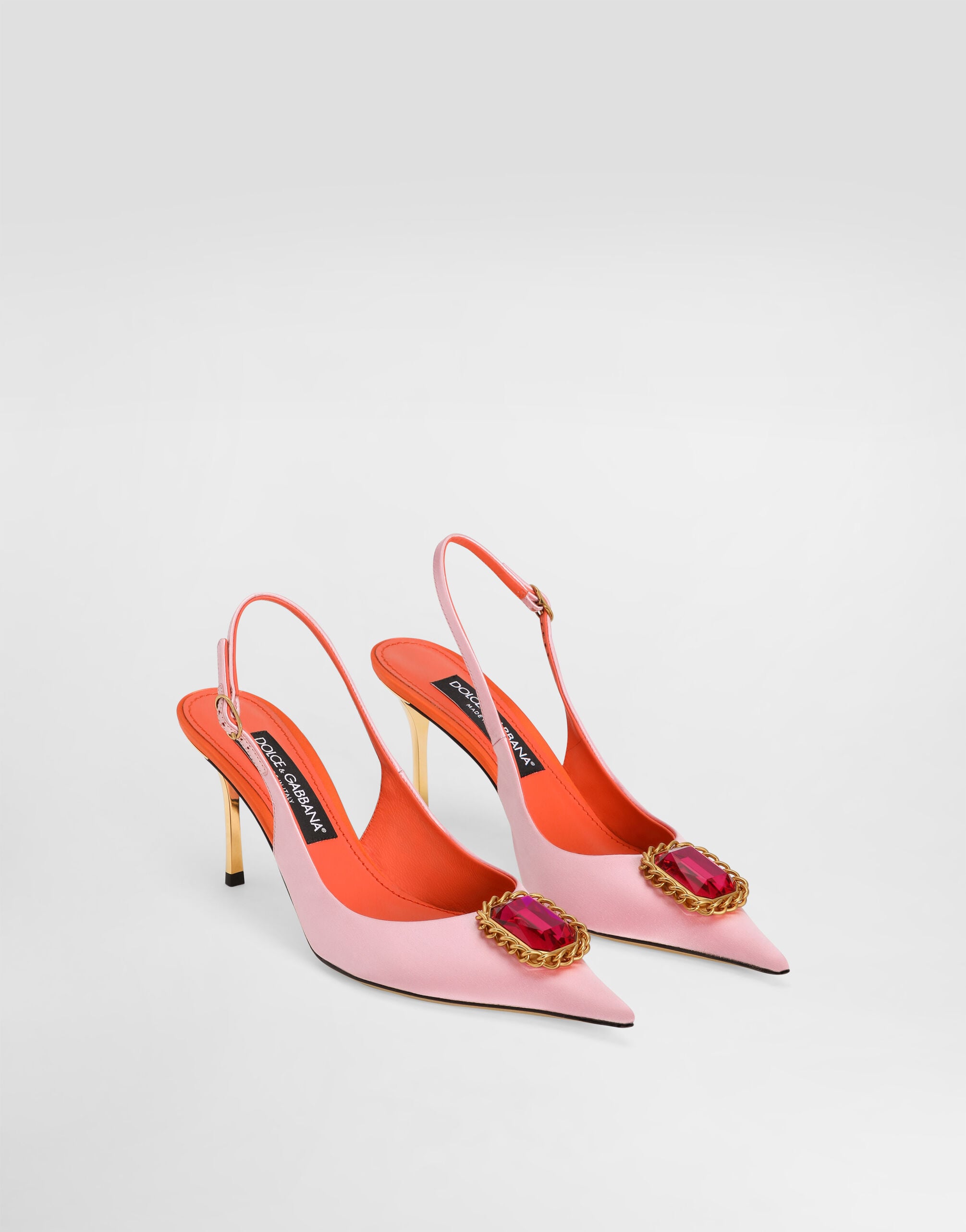 Satin pumps with embellishment in Multicolor for Women