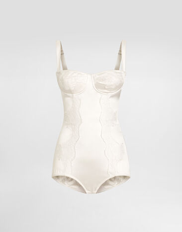 Dolce & Gabbana Silk balconette bodysuit with lace White O9A05TONO13