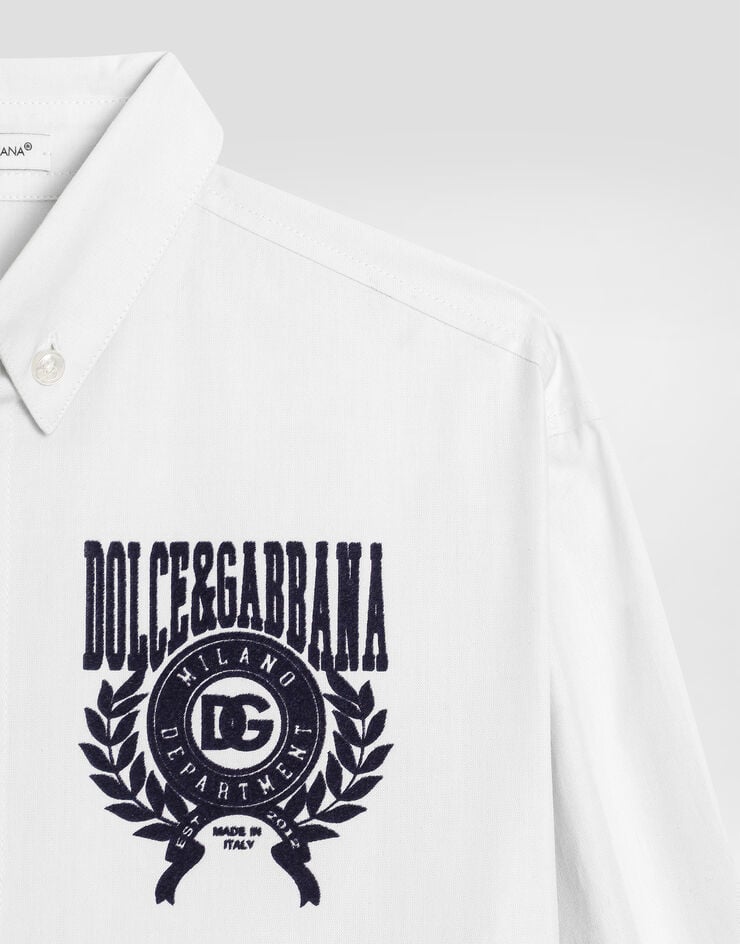 Dolce & Gabbana Cotton shirt with embroidery and patch Grey L44S46FU609
