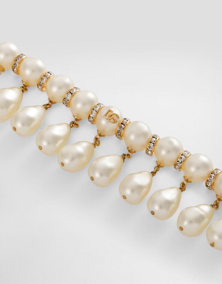 Dolce & Gabbana Bracelet with spheres, teardrop accents and DG logo White WBR2Y2W1111