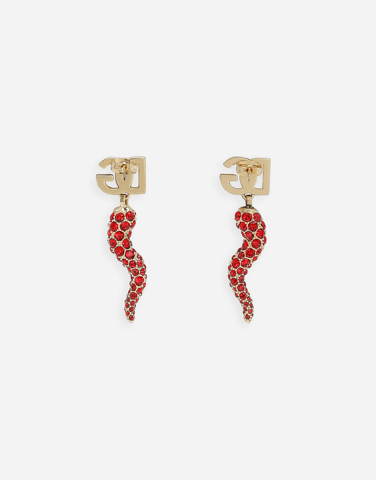 Dolce & Gabbana 水钻牛角与 DG 徽标耳环 金 WEQ6C6W1111