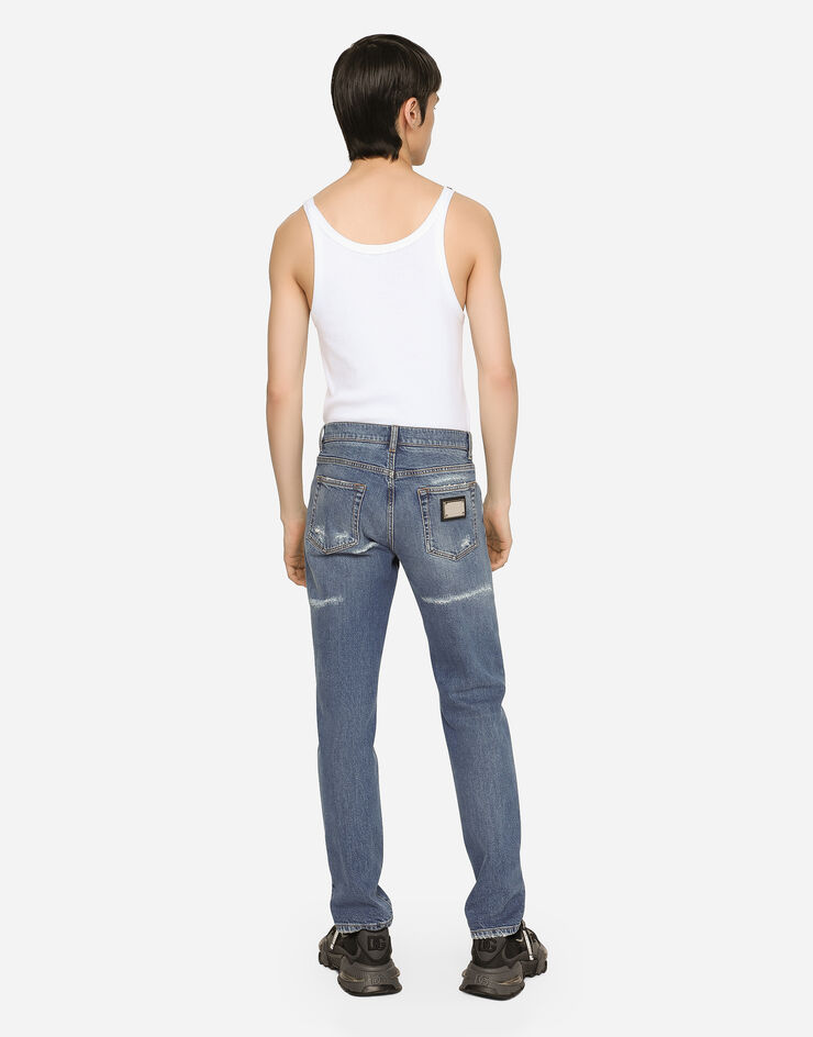 Dolce&Gabbana Slim fit stretch denim jeans with subtle abrasions Multicolor GY07CDG8KA9