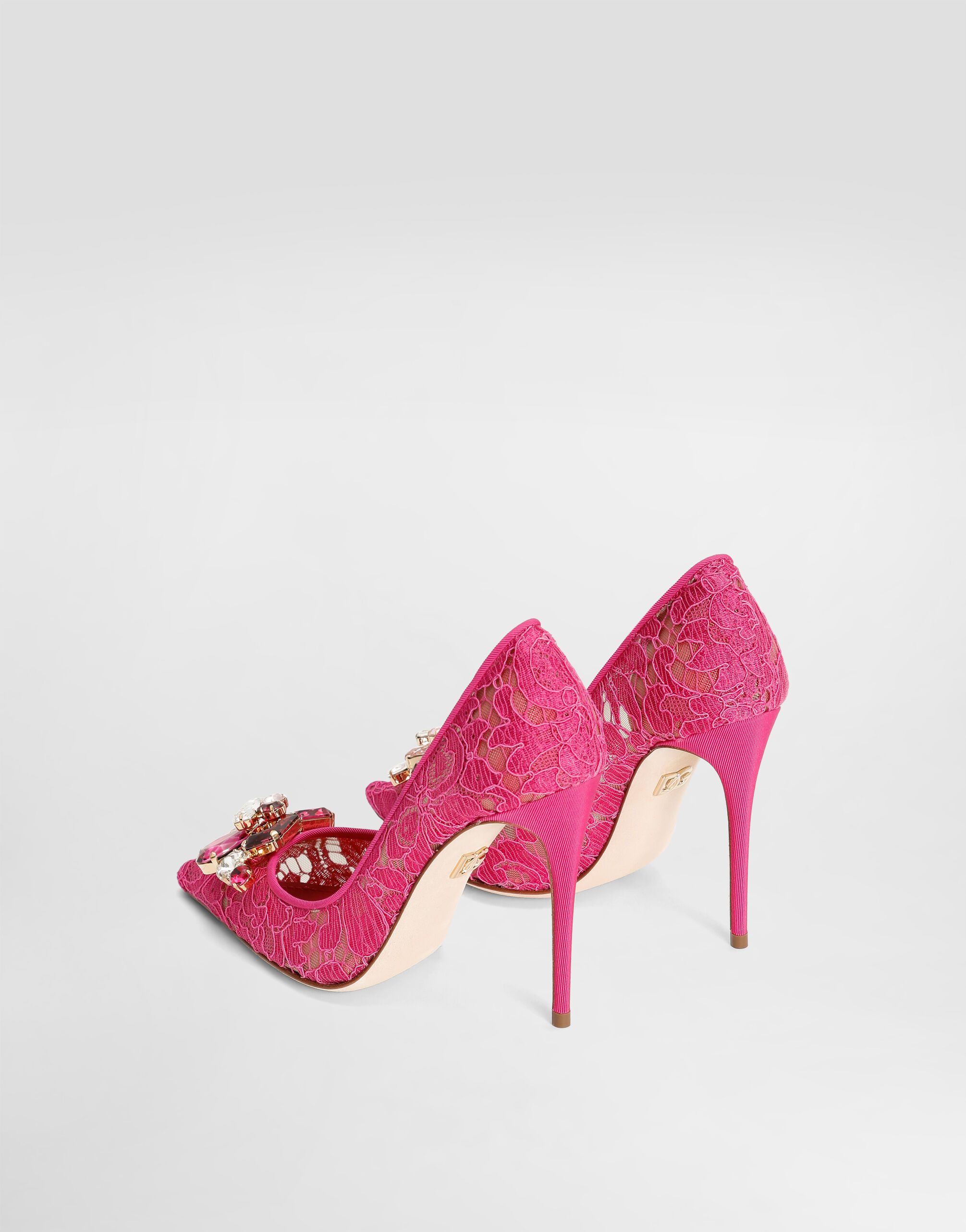 Rainbow lace pumps in lurex lace in Fuchsia for Women