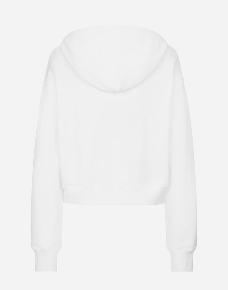 Dolce & Gabbana Sweat-shirt en jersey avec logo en relief et capuche Blanc F9O00ZG7EHL