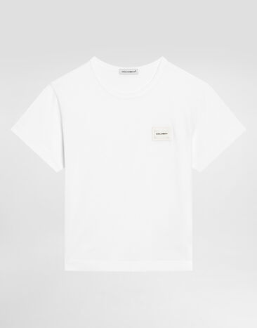 Dolce & Gabbana Jersey t-shirt with logo tag White L4JT7TG7OLK