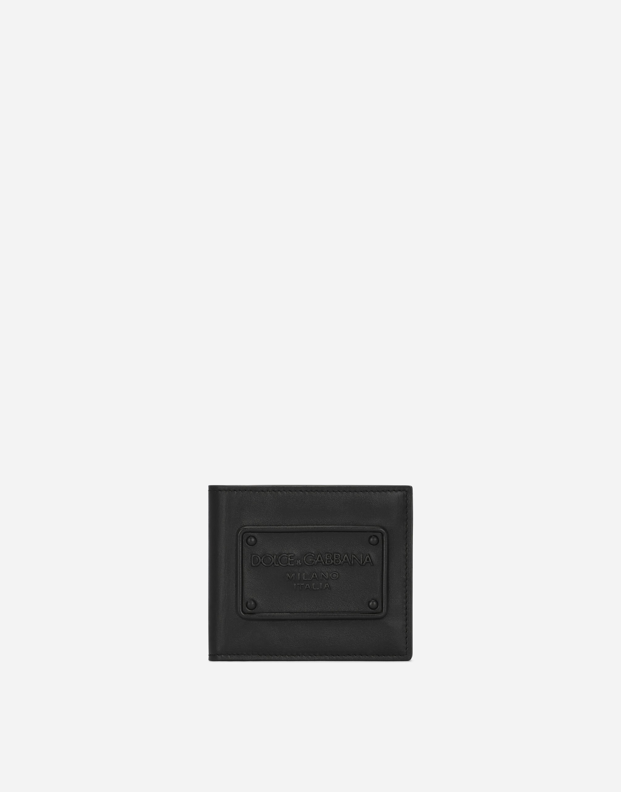 Dolce & Gabbana Bifold-Geldbörse aus Kalbsleder mit Relieflogo Schwarz BP3287AG218