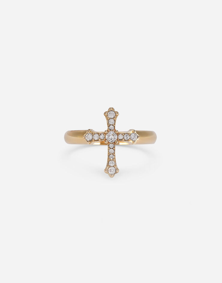 Dolce & Gabbana Ring with cross and crystals Gold WRN7S1W1111