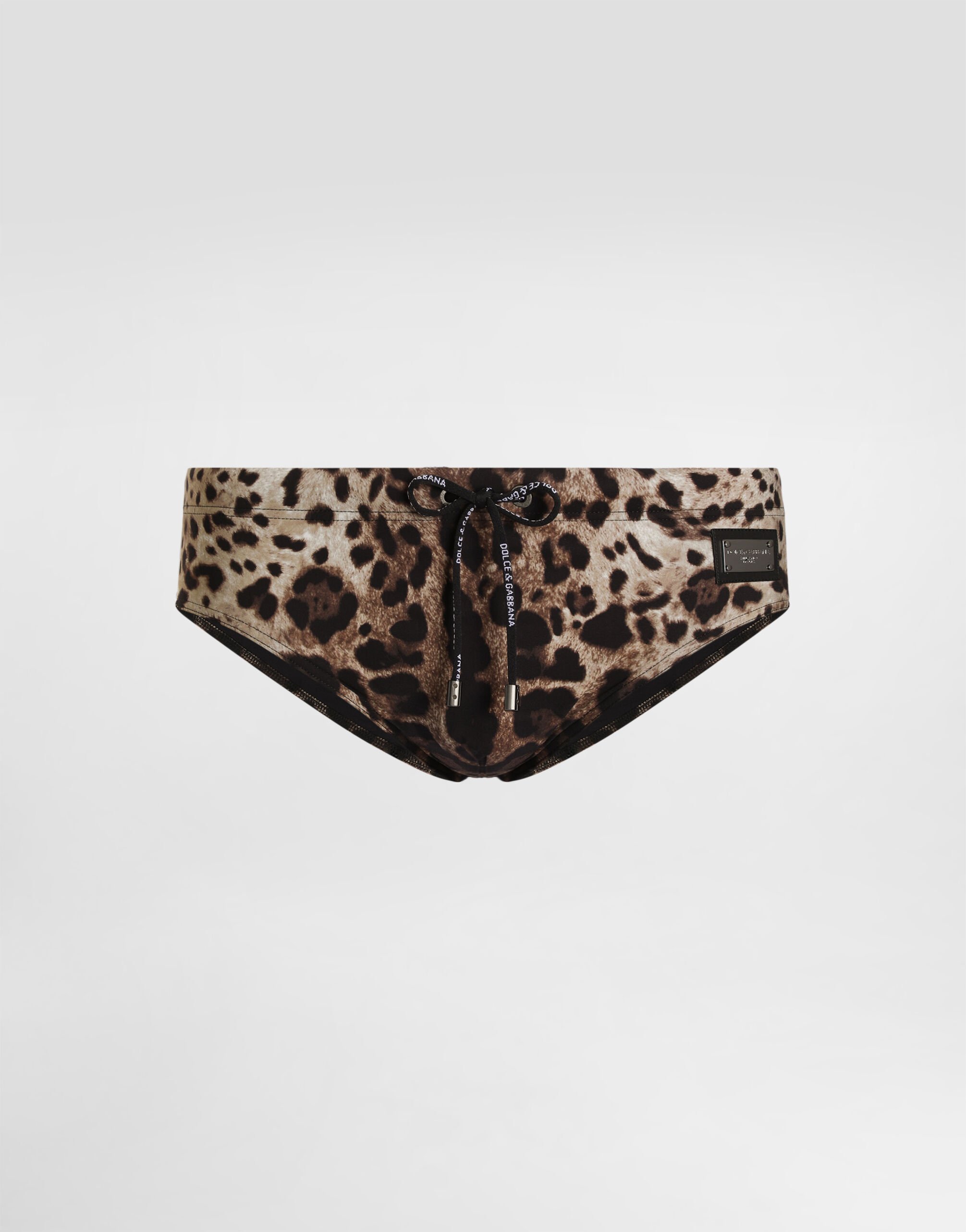 Leopard-print swim briefs with high-cut leg in Animal Print