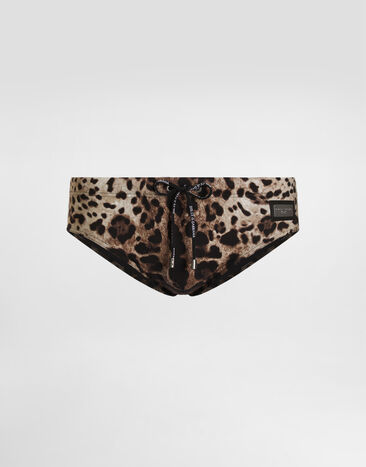 Dolce & Gabbana شورت سباحة بقصة رجل مرتفعة بطبعة فهد طبعة جلود الحيوانات M4A77JONO04