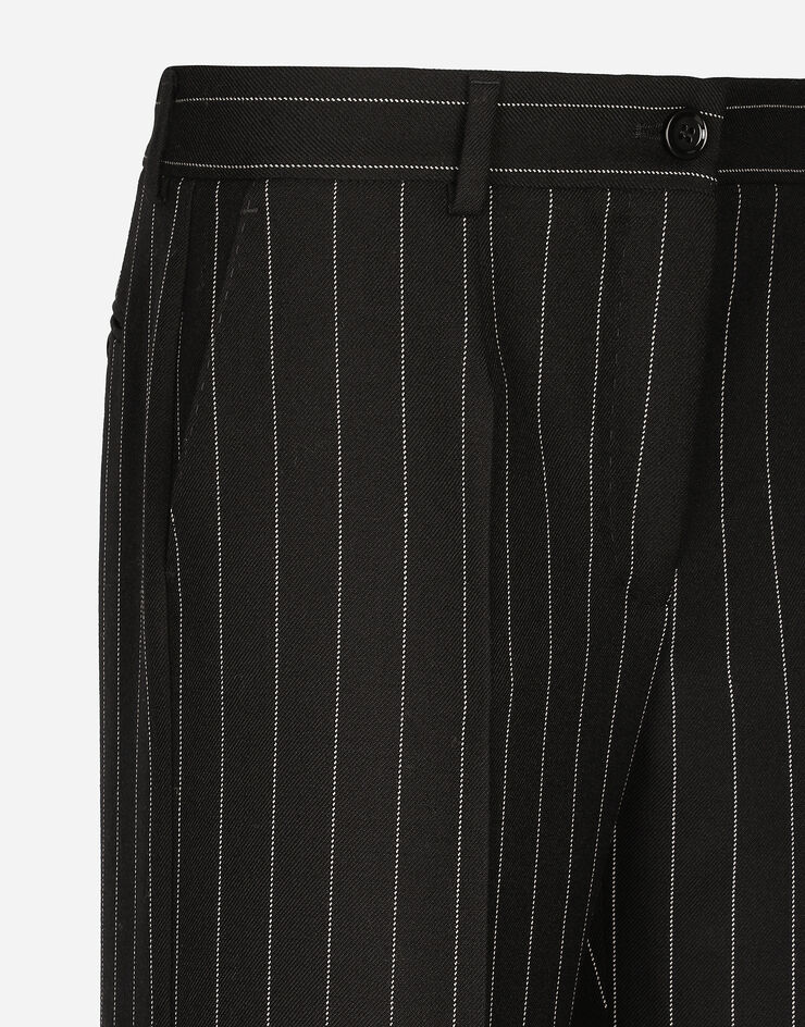 Dolce & Gabbana Flared pinstripe woolen pants Black FTC31TFR20A