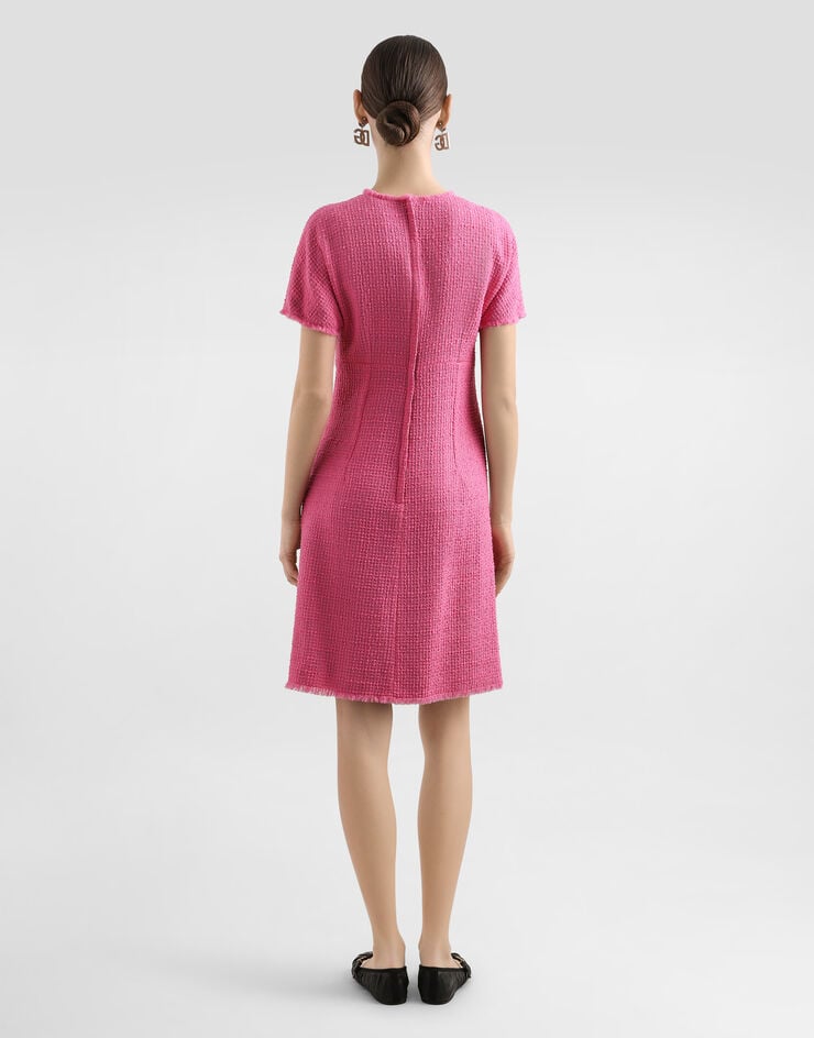 Dolce & Gabbana Robe midi en tweed Rachel à logo DG Rose F6ARVTFMMHN