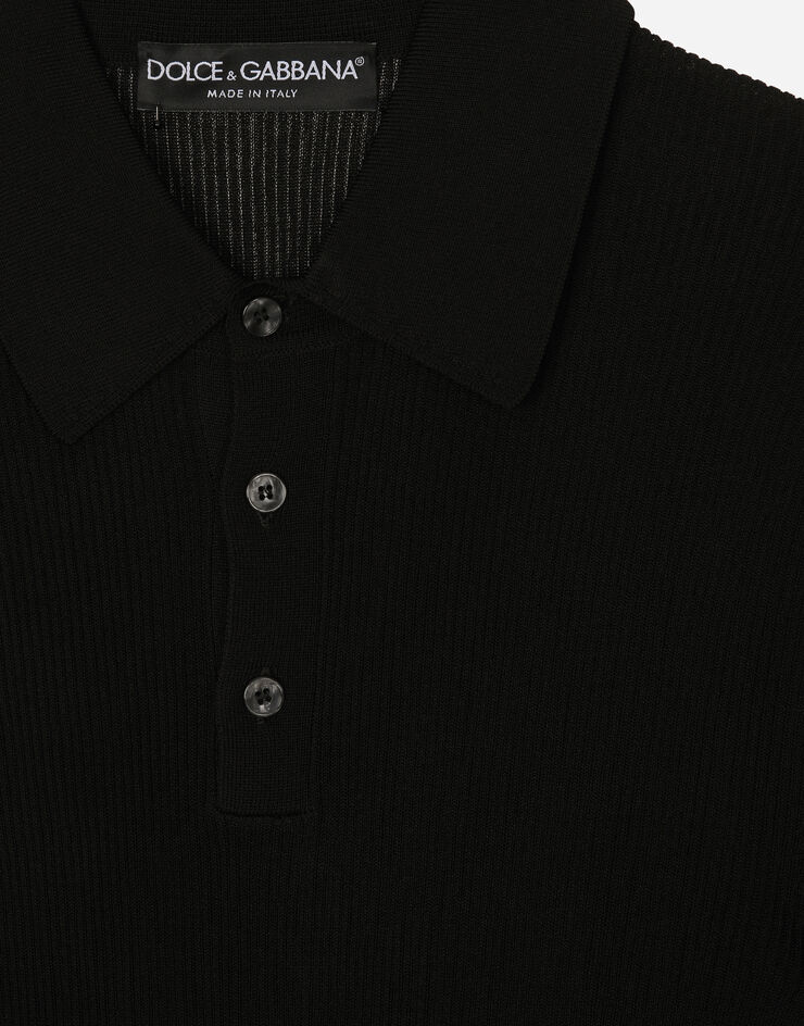 Dolce & Gabbana قميص بولو فيسكوز مضلع أسود GXR81TJAIO9
