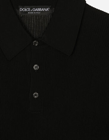 Dolce & Gabbana 细罗纹粘胶 Polo 针织衫 黑 GXR81TJAIO9