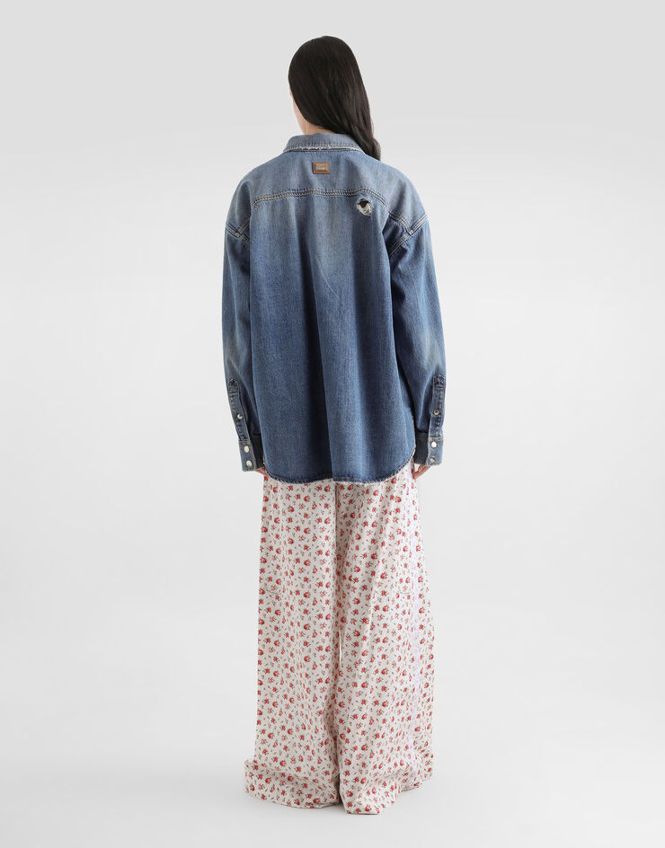 Dolce & Gabbana Small rose-print poplin trousers Multicolor FTDCOTHS5UB