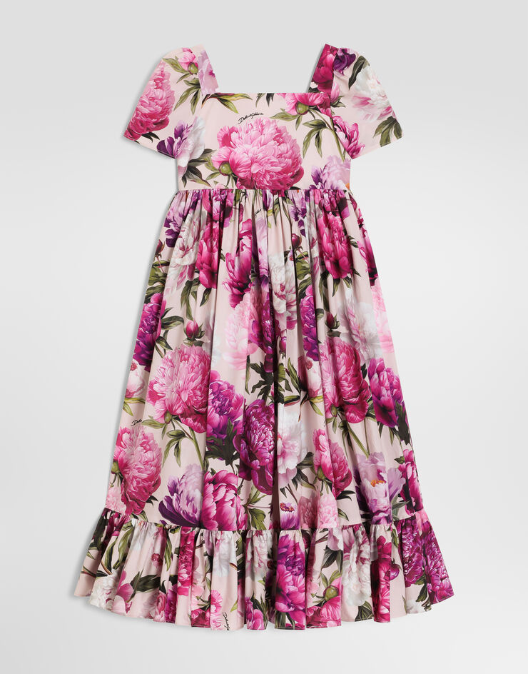Dolce & Gabbana Peony-print poplin dress Multicolor L53DX2G7QZX