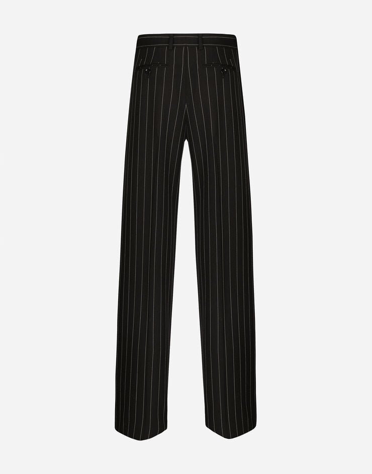 Dolce & Gabbana Flared pinstripe woolen pants Black FTC31TFR20A
