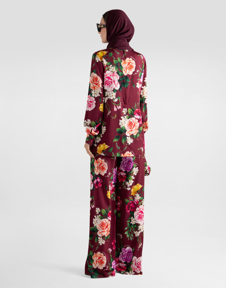 Dolce & Gabbana Rose-print charmeuse top Multicolor I7S39WFSA77