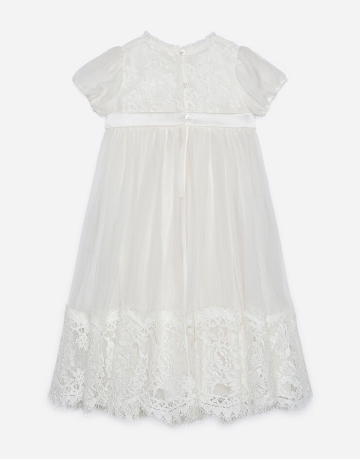 Dolce & Gabbana Robe en mousseline de soie et dentelle Blanc L0EGC8FU1AT