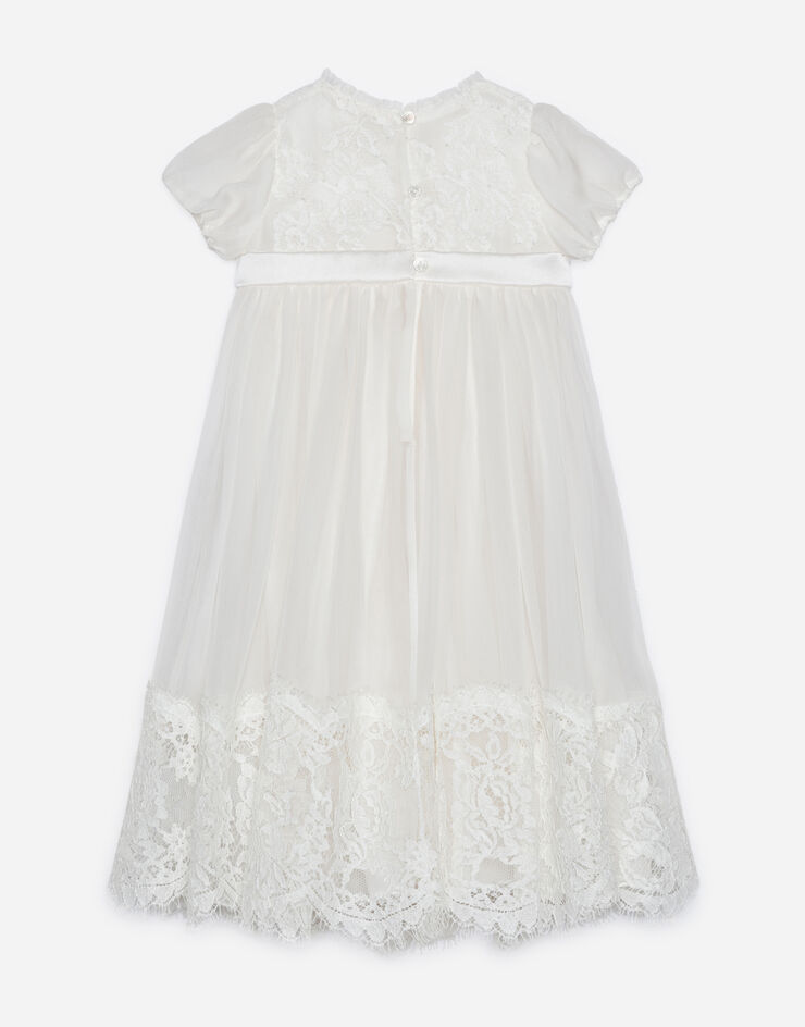 Dolce & Gabbana Silk chiffon and lace dress White L0EGC8FU1AT