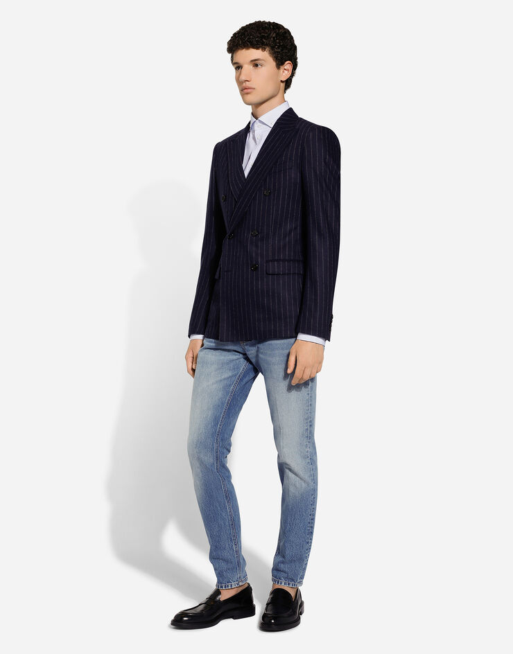 Dolce & Gabbana Zweireihige Nadelstreifenjacke Taormina aus Flanell Mehrfarbig G2NW1TFRCB7