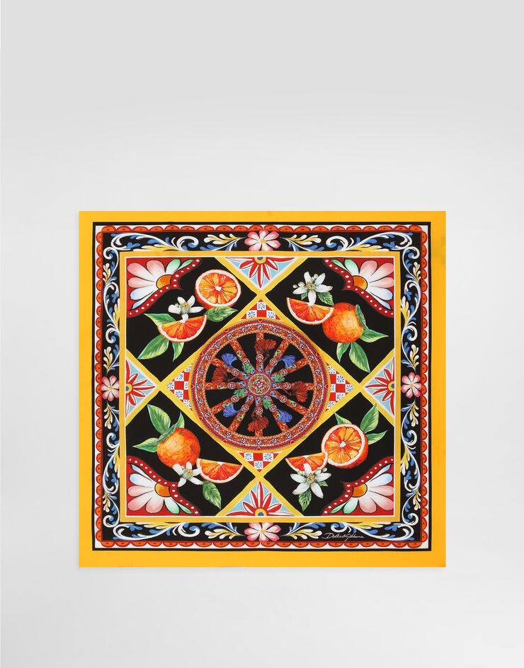 Dolce & Gabbana 50x50 carretto-print silk twill scarf Multicolor GQ704EG0TJV