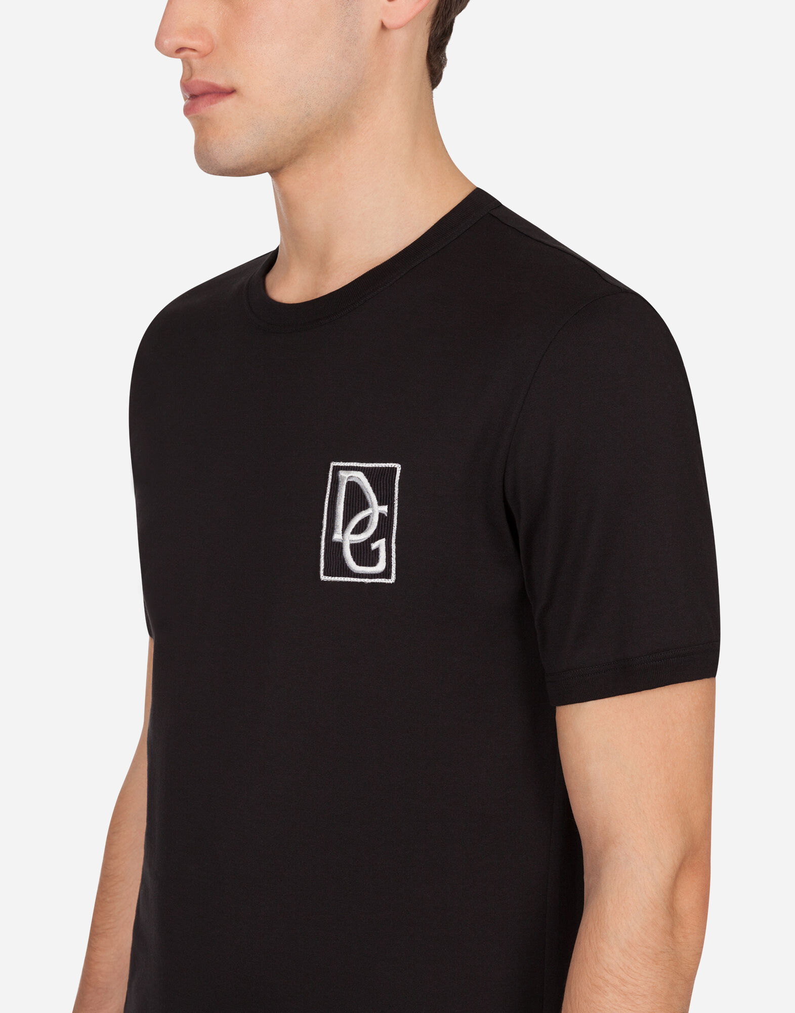 【Dolce & Gabbana】ラウンドネックTシャツ Re-Edition パッチ Tシャツ コットン DGパッチ
