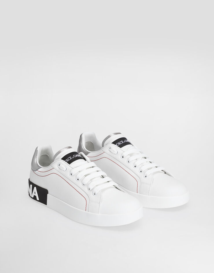 Dolce & Gabbana Calfskin nappa Portofino sneakers BIANCO/ARGENTO CK1587AH527