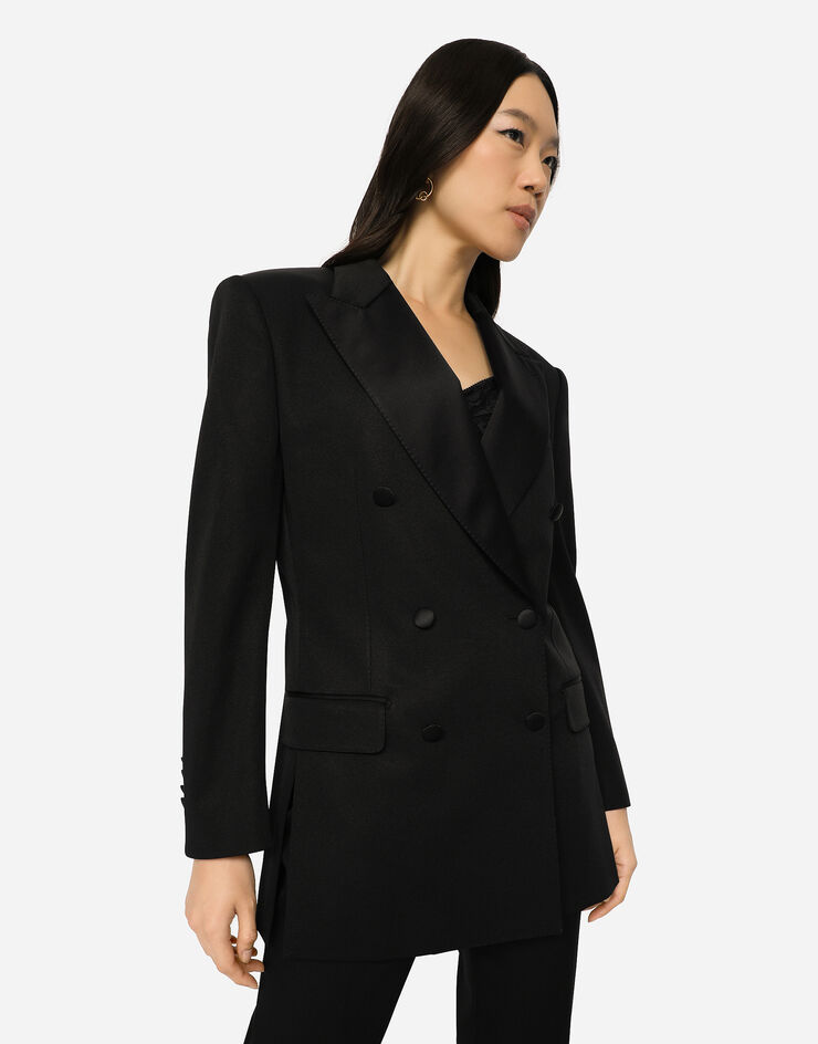 Dolce & Gabbana Double-breasted faille tuxedo jacket Black F29PWTFURJL