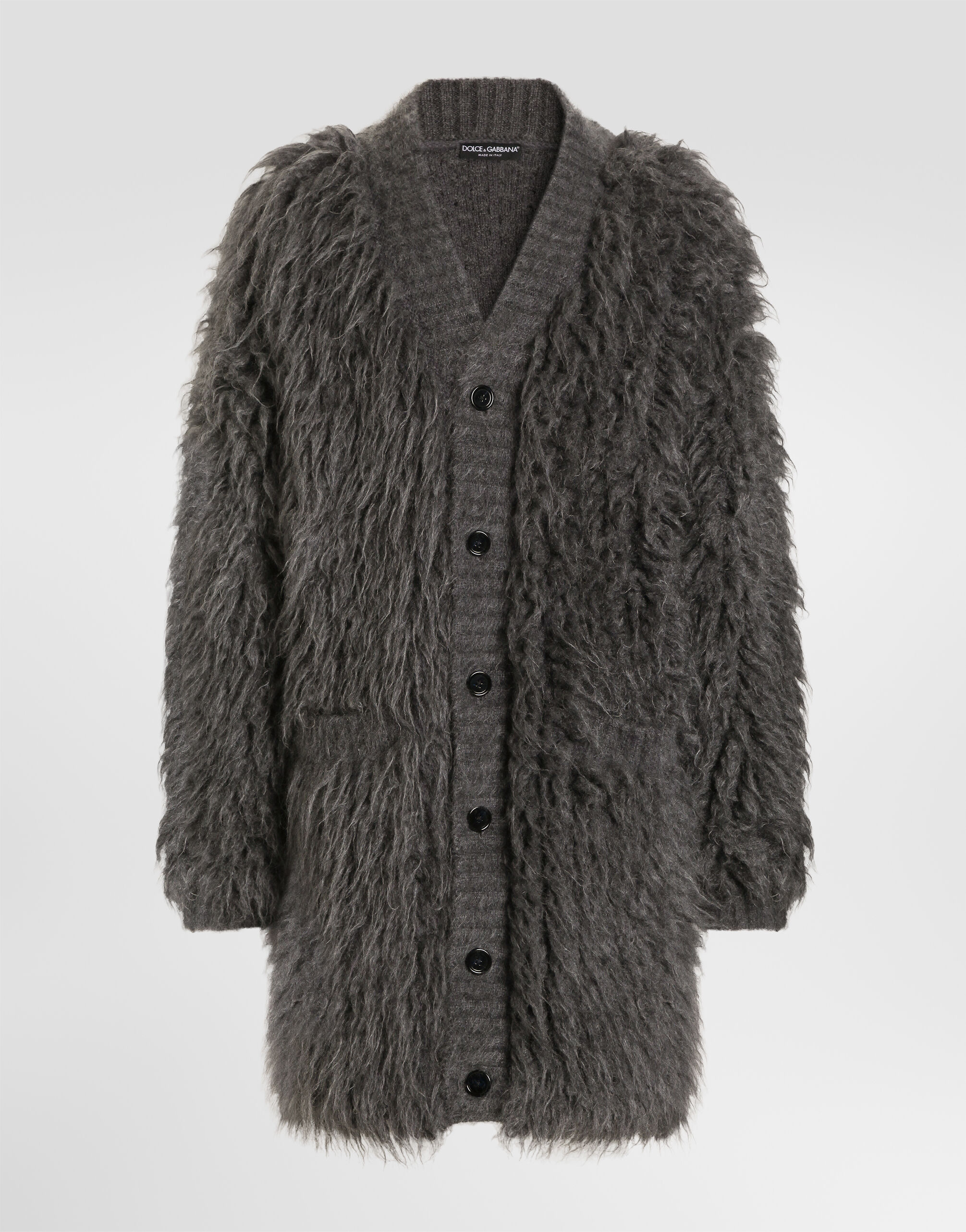 Fur-effect mohair cardigan
