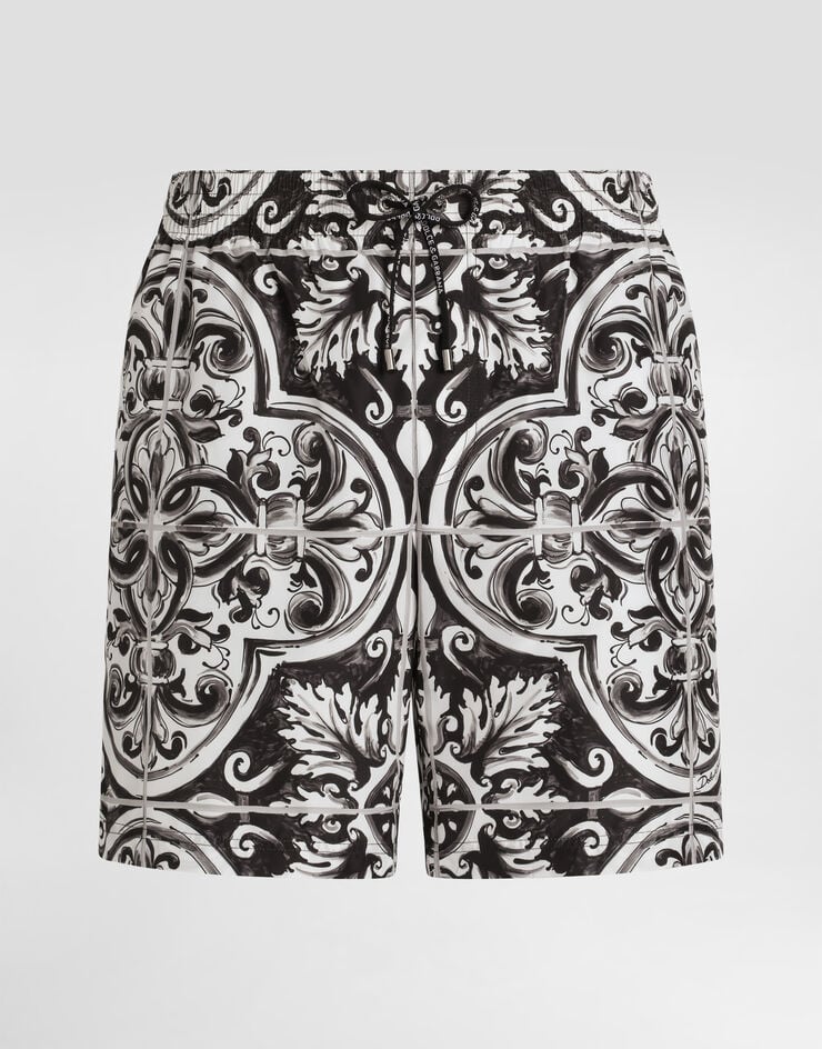 Dolce & Gabbana Mittellange Badeshorts Majolika-Print Mehrfarbig M4A13TFIM6J