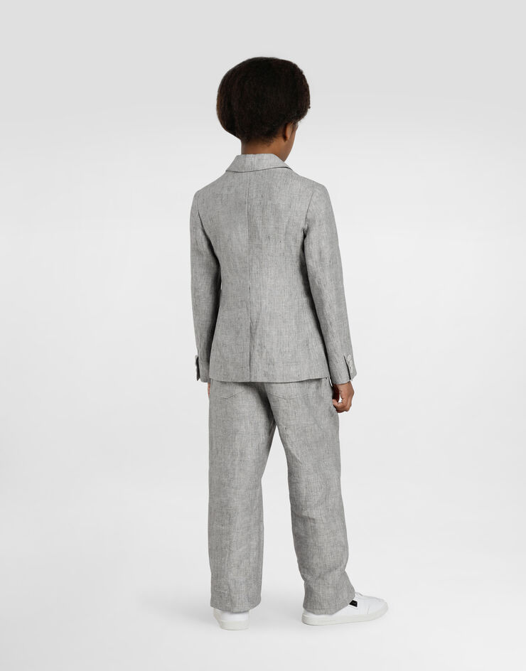 Dolce & Gabbana Single-breasted linen jacket Grey L41E97FU4MF