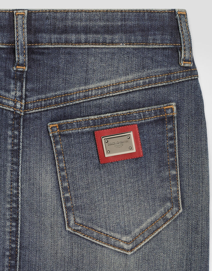 Dolce & Gabbana Denim skirt with applications Blue L56I24LDE27