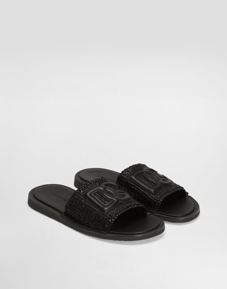 Dolce & Gabbana Raffia crochet slipper Black A80519A9Q98