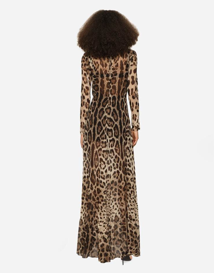 Dolce & Gabbana Georgette dress with leopard print and tie details Animal Print F6ACGTIS1LP