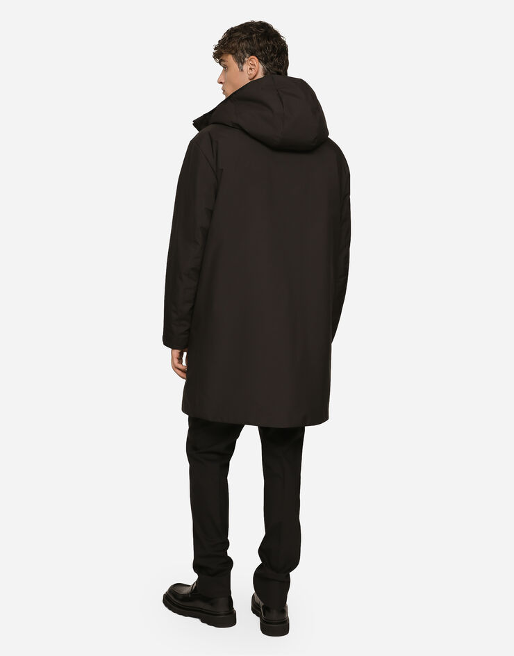 Dolce & Gabbana Nylon parka with hood and branded tag Black G9YF7TGG722