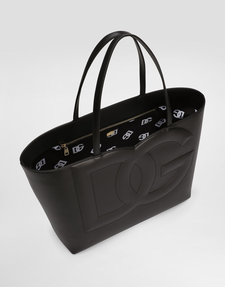 Dolce & Gabbana Сумка-шоппер DG Logo Bag среднего размера из телячьей кожи черный BB7338AW576