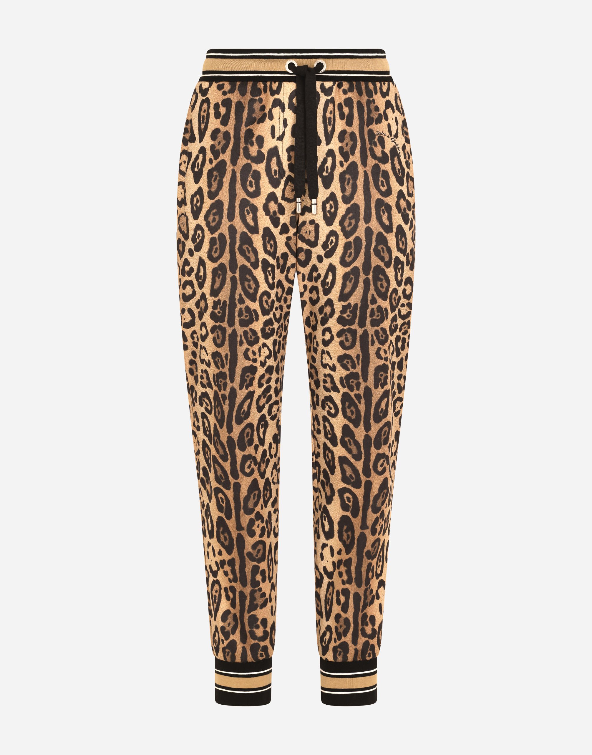 Dolce & Gabbana Jersey jogging pants with leopard print Multicolor BB2206AW384