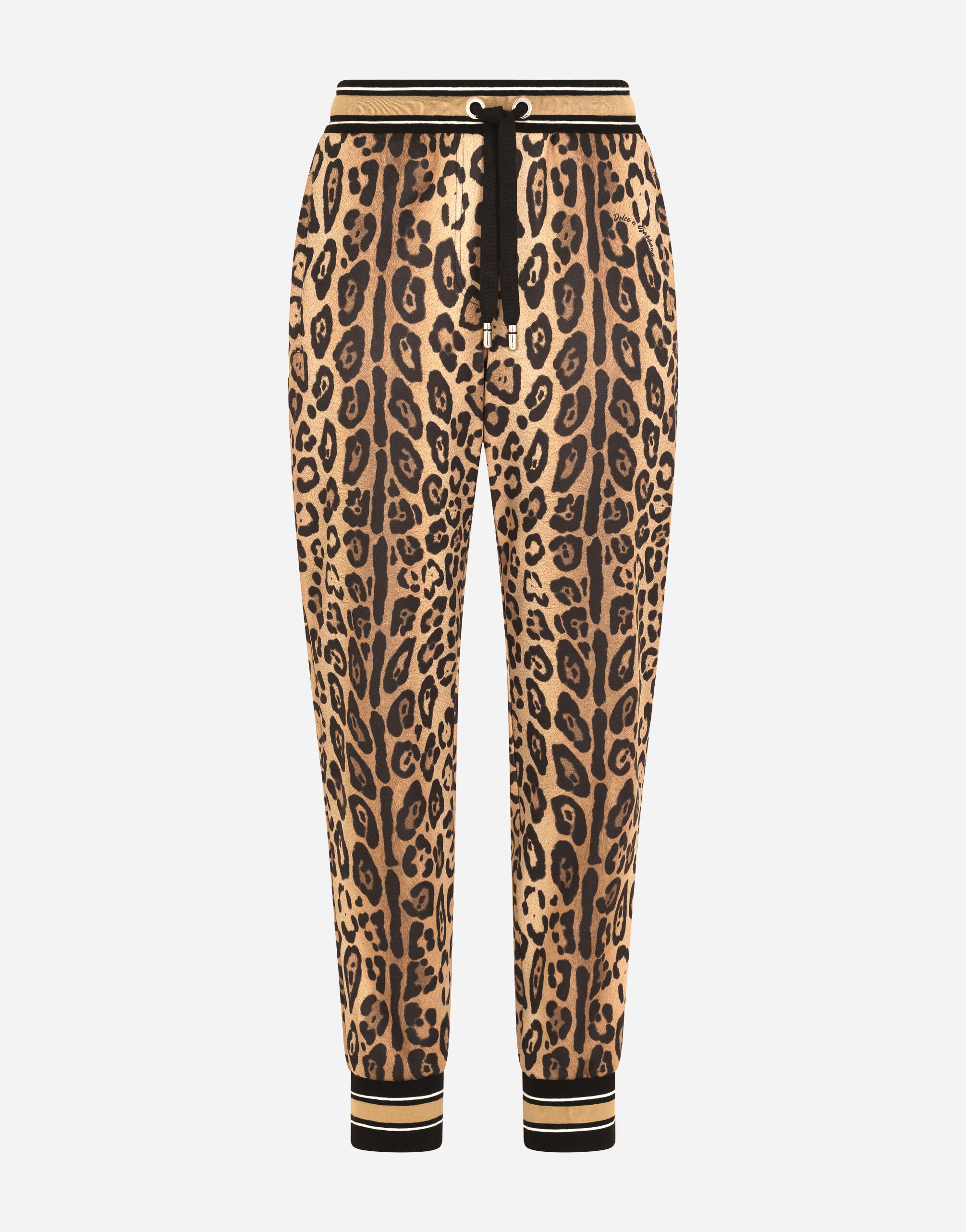 Dolce & Gabbana Jersey jogging pants with leopard print Multicolor I7AAJWG7BPT