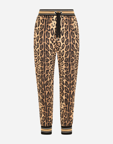 Dolce & Gabbana Jersey jogging pants with leopard print Multicolor I3ABKWG7BPV