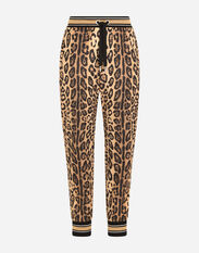 Dolce & Gabbana Jersey jogging pants with leopard print Multicolor I7AAJWG7BPT
