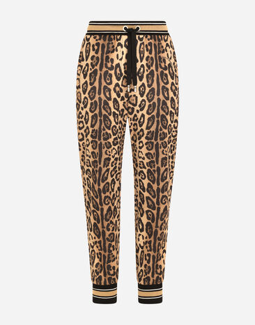 Dolce & Gabbana Jersey jogging pants with leopard print Multicolor I7AAJWG7BPT