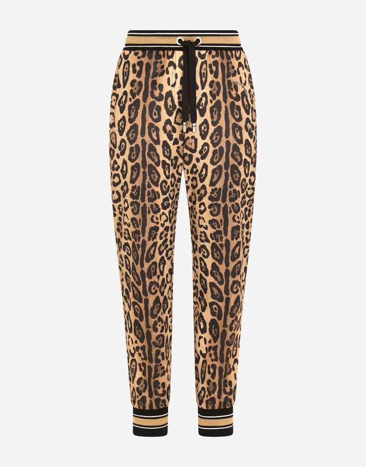 Dolce & Gabbana Jersey jogging pants with leopard print Multicolor I3ABKWG7BPV