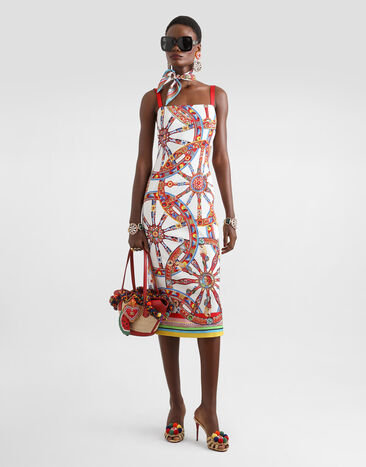 Dolce & Gabbana Carretto-print charmeuse dress Multicolor F6AWJTGDDTA