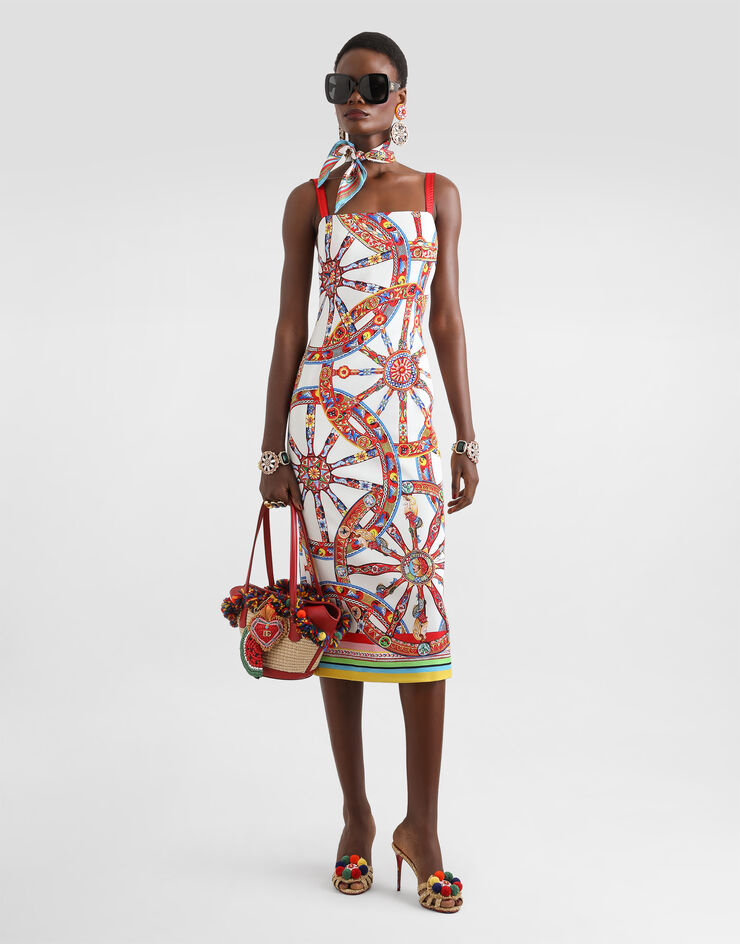 Dolce & Gabbana Carretto-print charmeuse dress Multicolor F6AWJTGDDTA
