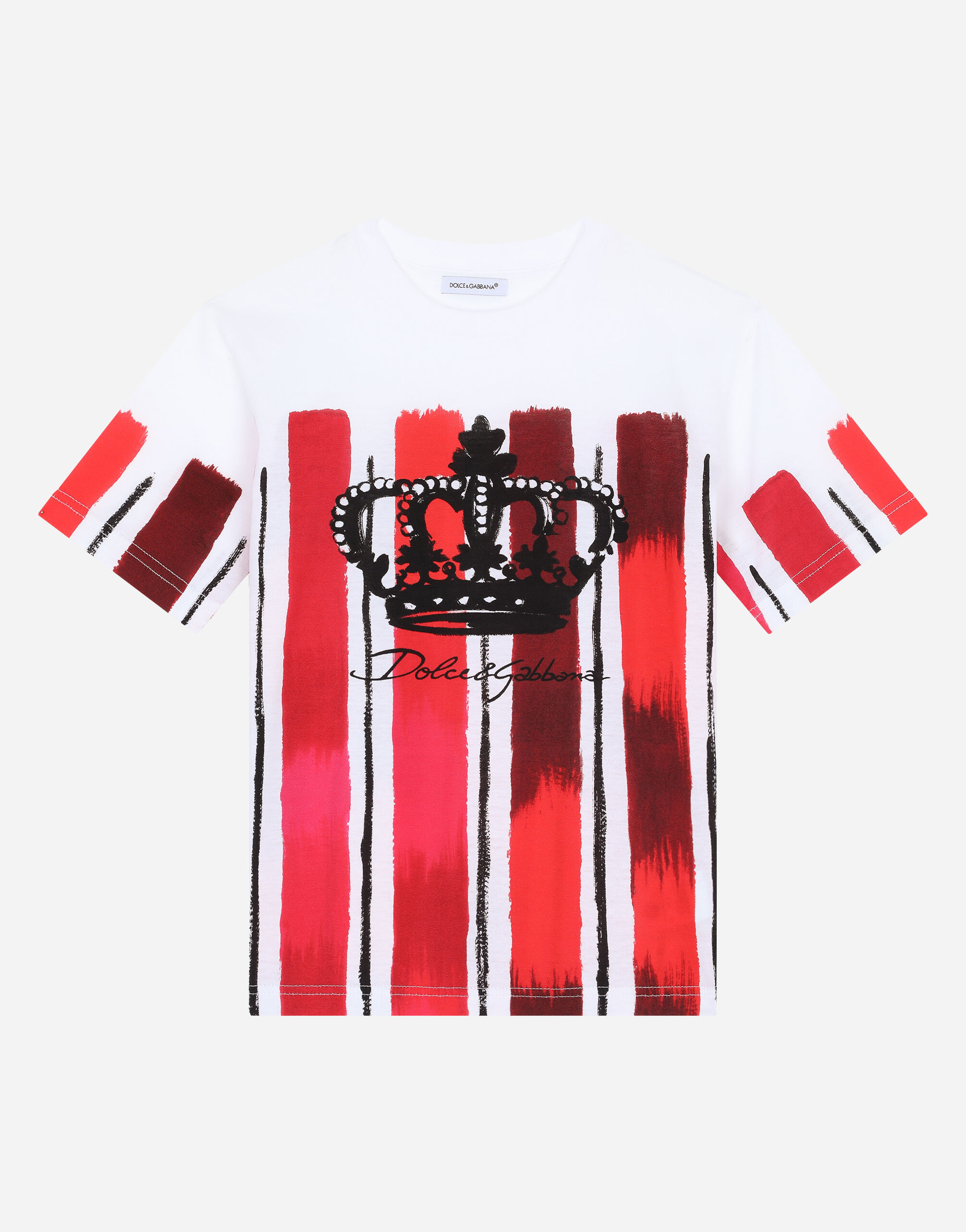 Jersey t shirt with crown and striped print