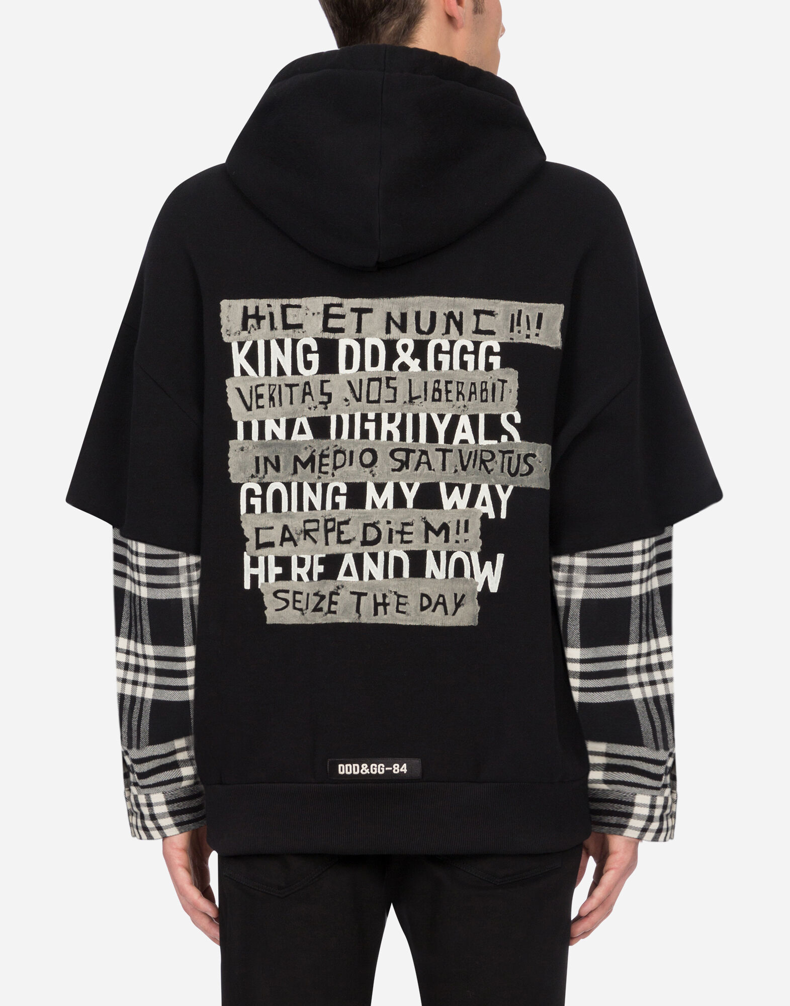 Hoodie with print and patch