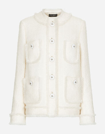 Dolce & Gabbana Single-breasted raschel tweed jacket White F29TPTGDCAW